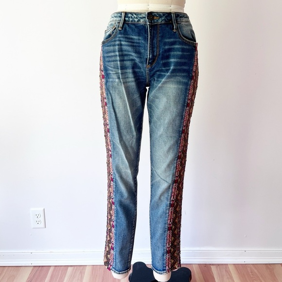 DRIFTWOOD Denim - DRIFTWOOD Jackie Blue Jeans with Colorful Side Stripes Beaded